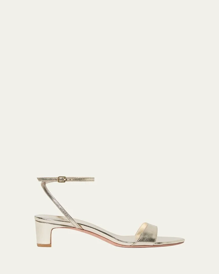 Alice Metallic Leather Kitten-Heel Sandals