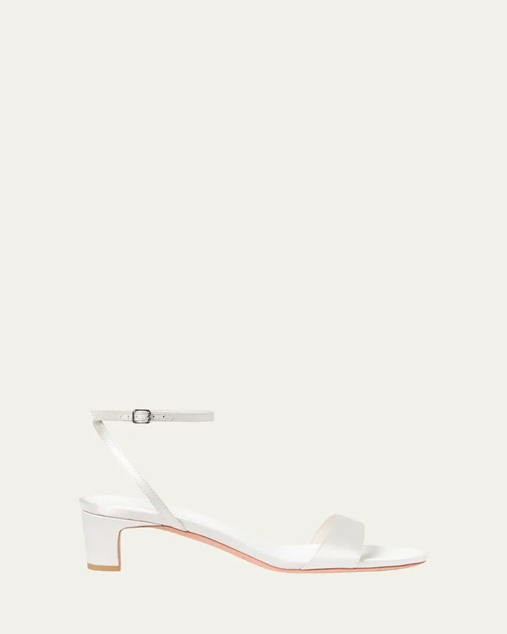 Alice Satin Ankle-Strap Kitten-Heel Sandals