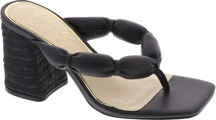 Alimpio Womens Faux LEather Square Toe Thong Sandals
