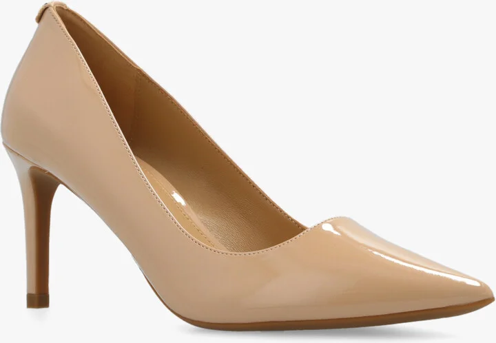 ‘Alina’ Glossy Pumps, , - Beige - Image 2
