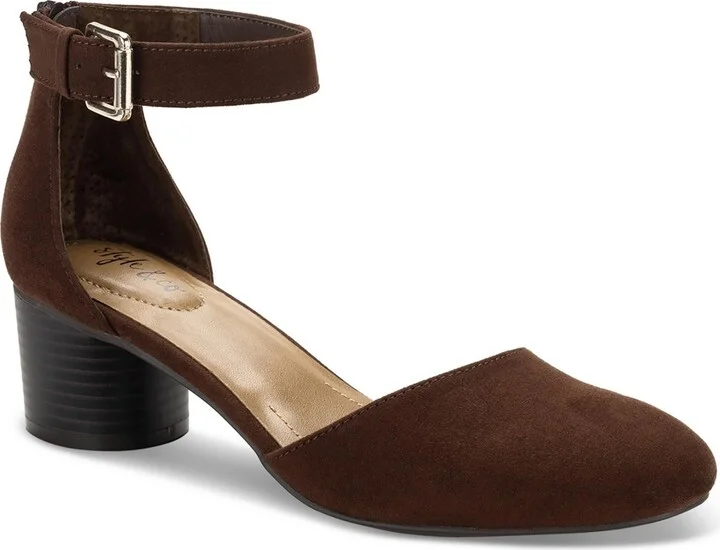 Alinaa Womens Microsuede Round Toe Ankle Strap