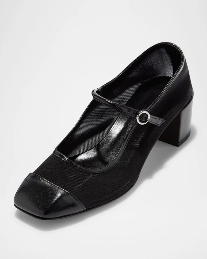 Aline Mesh Square-Toe Mary Jane Pumps - Image 7