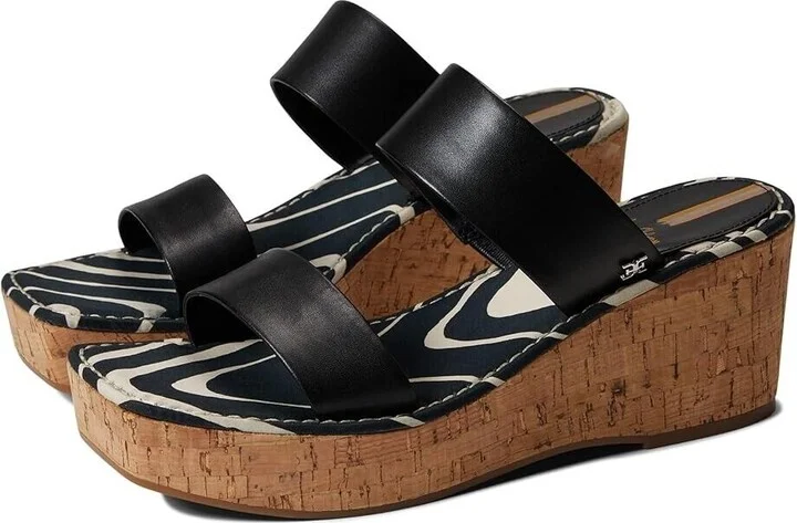 Alissa I1997L2001 Sandal Womens 10.5 Black Leather Wedge Heel KHD402