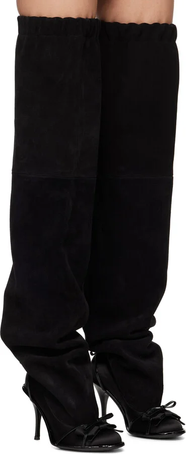 ALL-IN Black Double Thigh High Tall Boots - Image 4