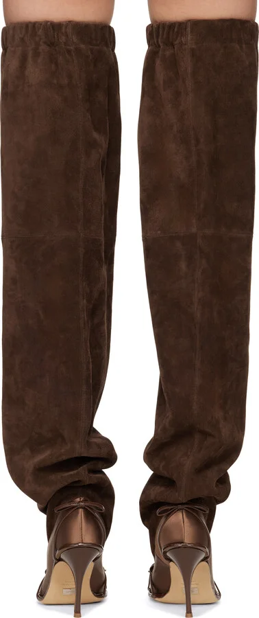 ALL-IN Brown Double Thigh High Tall Boots - Image 2