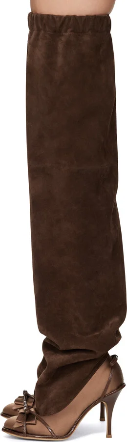ALL-IN Brown Double Thigh High Tall Boots - Image 3