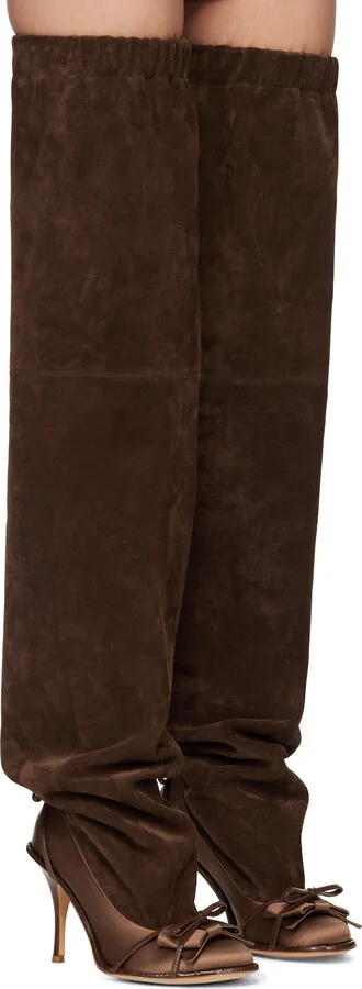 ALL-IN Brown Double Thigh High Tall Boots - Image 4