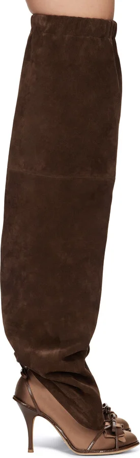 ALL-IN Brown Double Thigh High Tall Boots