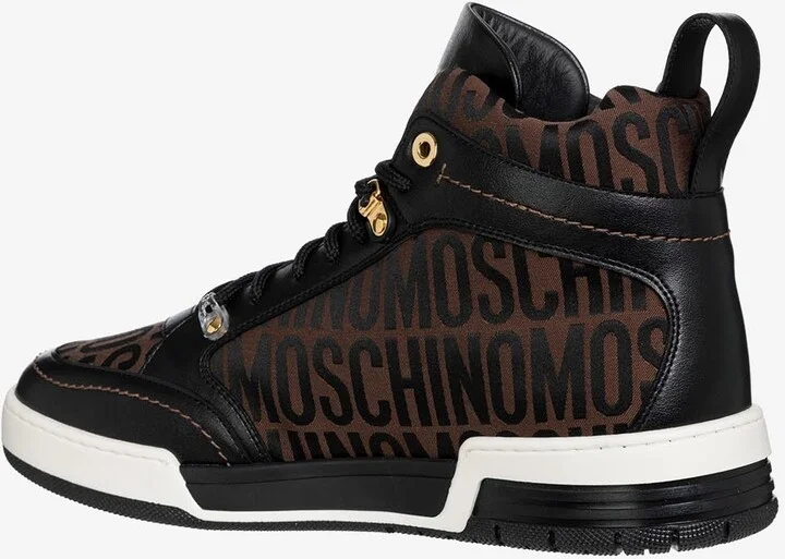 All-Over Jacquard Logo High-Top Sneakers - Image 2