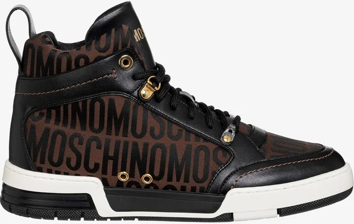 All-Over Jacquard Logo High-Top Sneakers