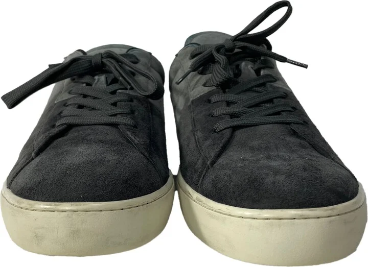 Allacciato Color-Block Lace-Up Sneakers in Black and Grey Suede