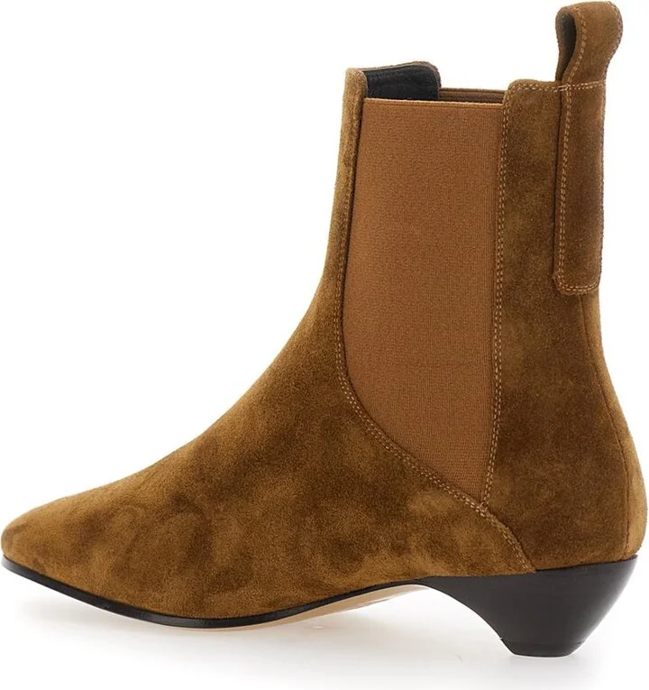 'Allegra Chelsea' Beige Ankle Boots With Elastic Panels In Suede Woman - Image 3