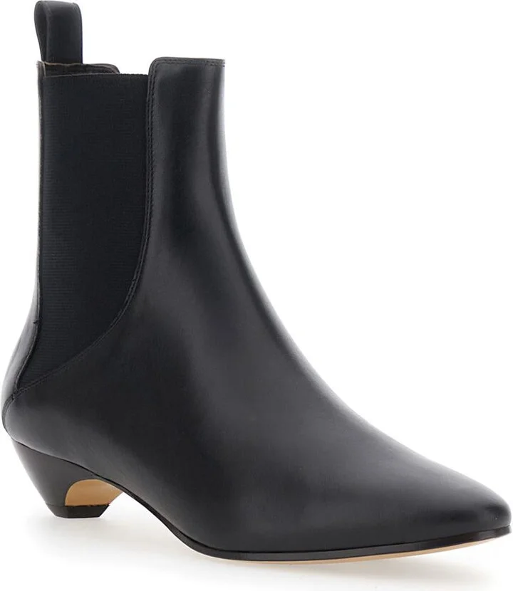 'Allegra Chelsea' Black Ankle Boots With Elastic Panels In Leather Woman - Image 2