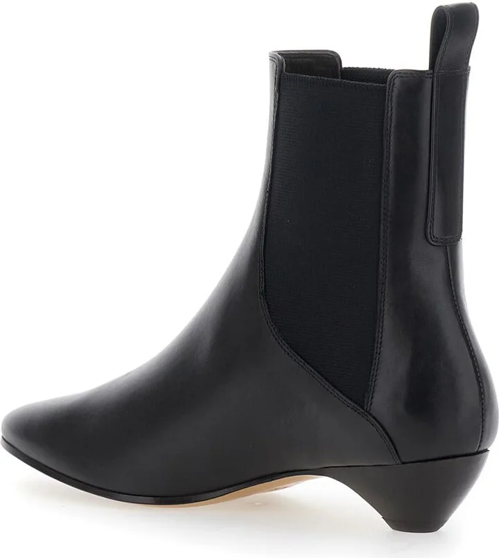 'Allegra Chelsea' Black Ankle Boots With Elastic Panels In Leather Woman - Image 3