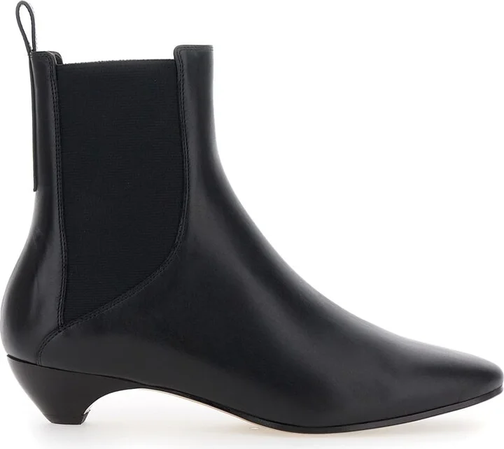 'allegra Chelsea' Black Ankle Boots With Elastic Panels In Leather Woman