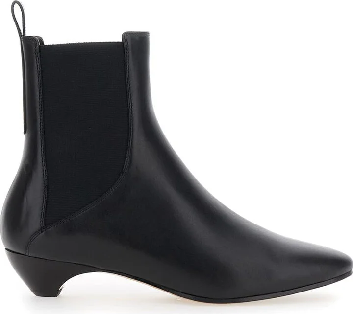 'Allegra Chelsea' Black Ankle Boots With Elastic Panels In Leather Woman