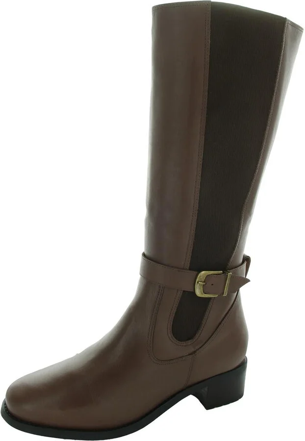 Allegria Womens Leather Stacked Heel Knee-High Boots