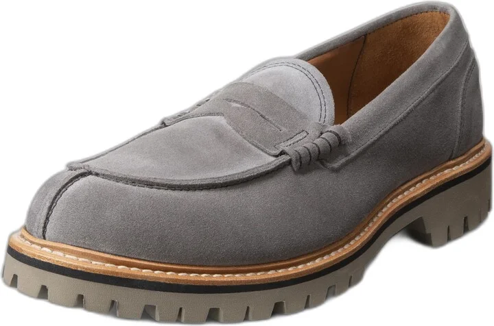 Allen Edmonds Mens Freeport Slip On Weatherproof Penny Loafer Storm Grey Suede 11 D