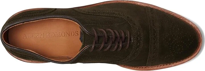 Allen Edmonds Strandmok Cap Toes Men's Lace Up Wing Tip Shoes Hunting Green Suede : 9 D (M), Leather - Image 2