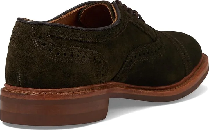 Allen Edmonds Strandmok Cap Toes Men's Lace Up Wing Tip Shoes Hunting Green Suede : 9 D (M), Leather - Image 4