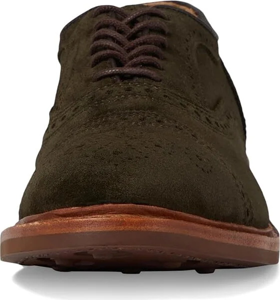 Allen Edmonds Strandmok Cap Toes Men's Lace Up Wing Tip Shoes Hunting Green Suede : 9 D (M), Leather - Image 5