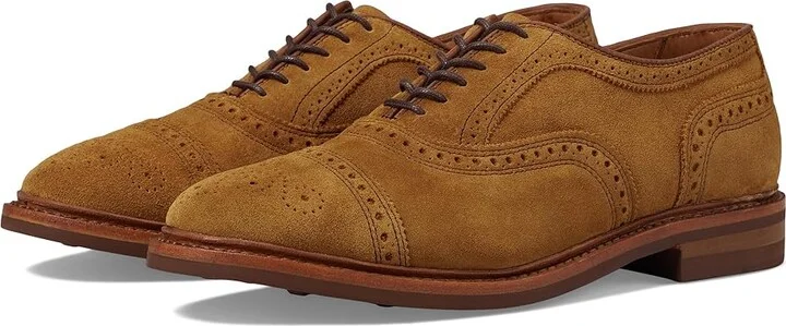 Allen Edmonds Strandmok Cap Toes Men's Lace Up Wing Tip Shoes Wheat Suede : 11.5 D (M), Leather