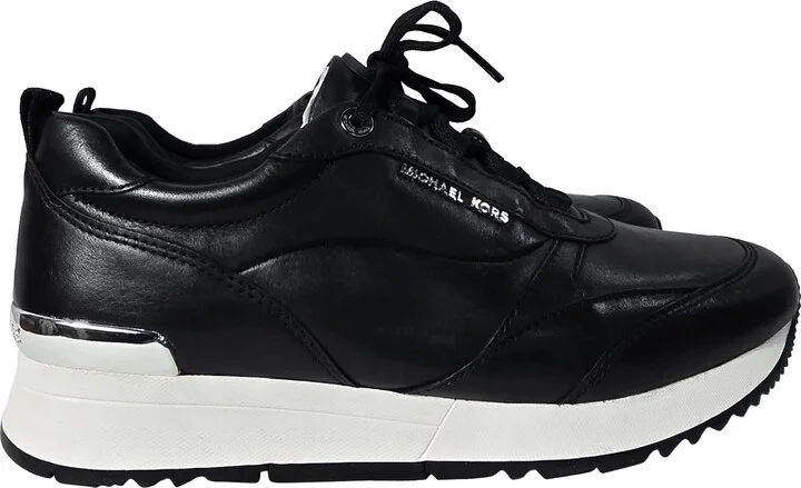 Allie Stride Trainer in Black Leather and Nylon