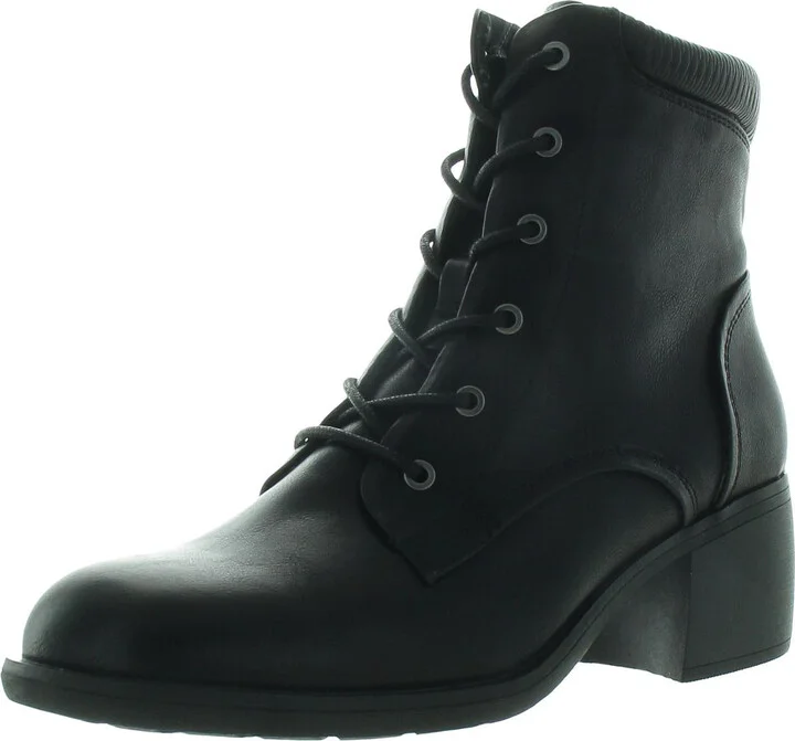 Allister Womens Faux Leather Casual Combat & Lace-Up Boots