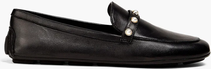 Allpearls embellished leather loafers