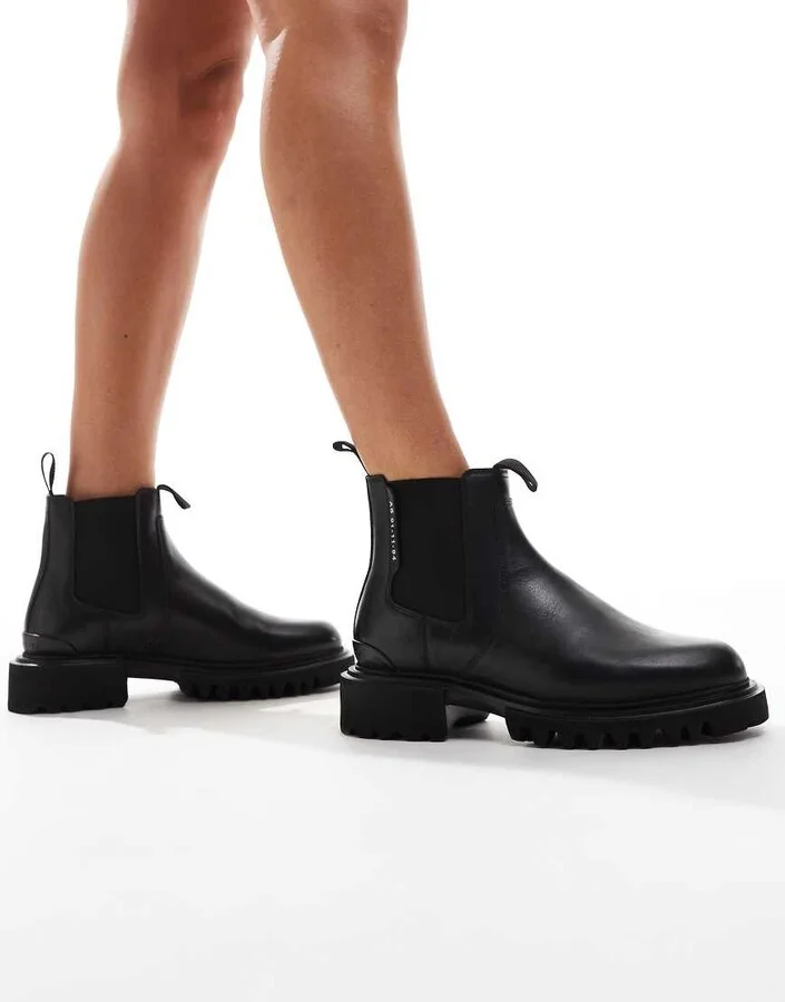 AllSaints Ada leather chelsea boots in black - Image 2