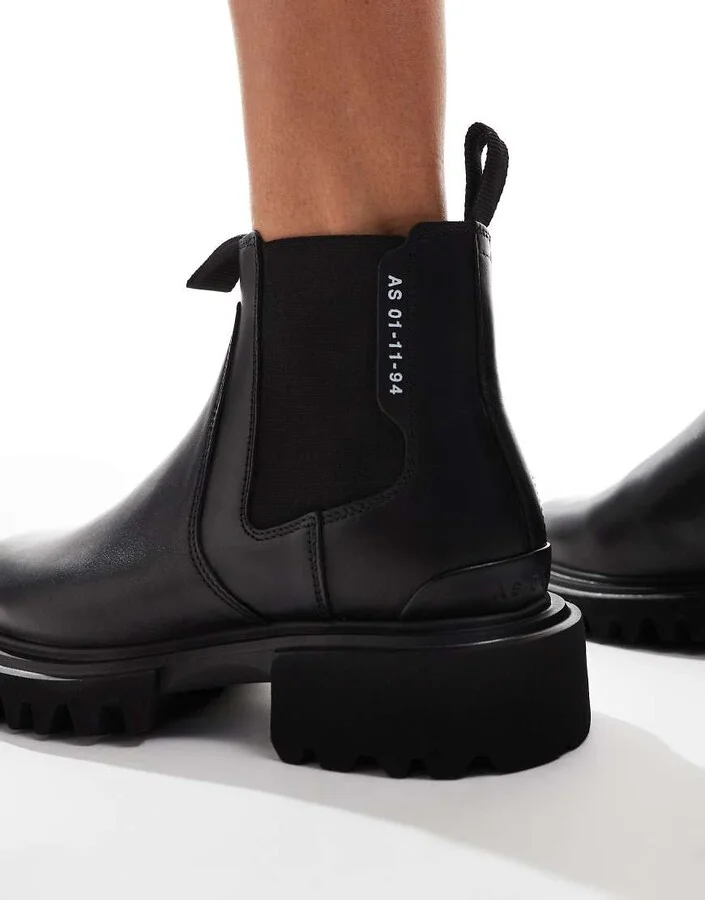 AllSaints Ada leather chelsea boots in black - Image 3