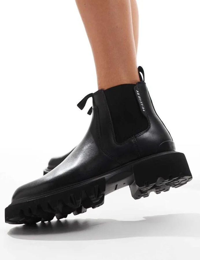AllSaints Ada leather chelsea boots in black - Image 4
