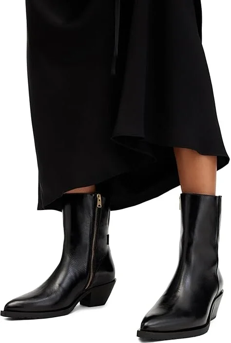 AllSaints Bazely Boots Women's Boots Black Shine : 7 M, Leather/Rubber - Image 4