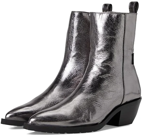 AllSaints Bazely Metallic Boot Women's Boots Gunmetal Grey : 10 M, Leather