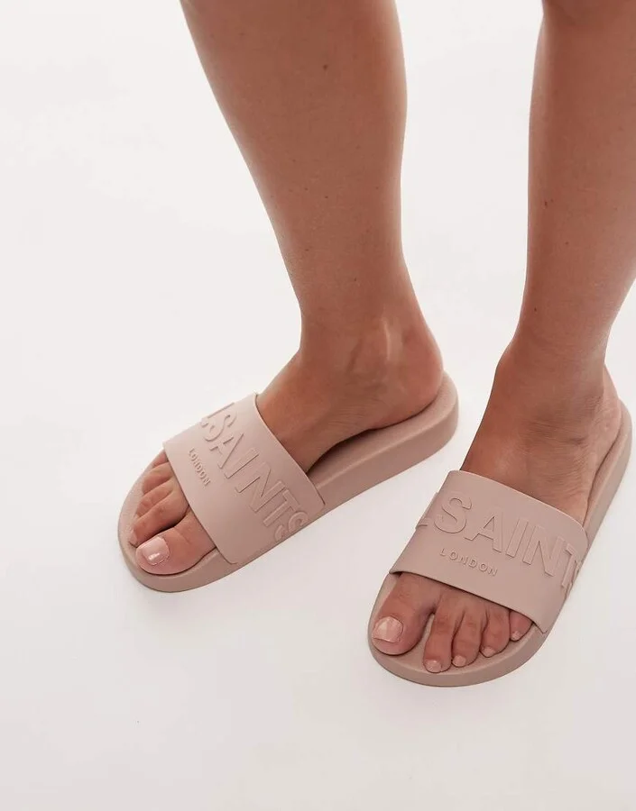AllSaints Biggy rubber slides in rose pink - Image 2