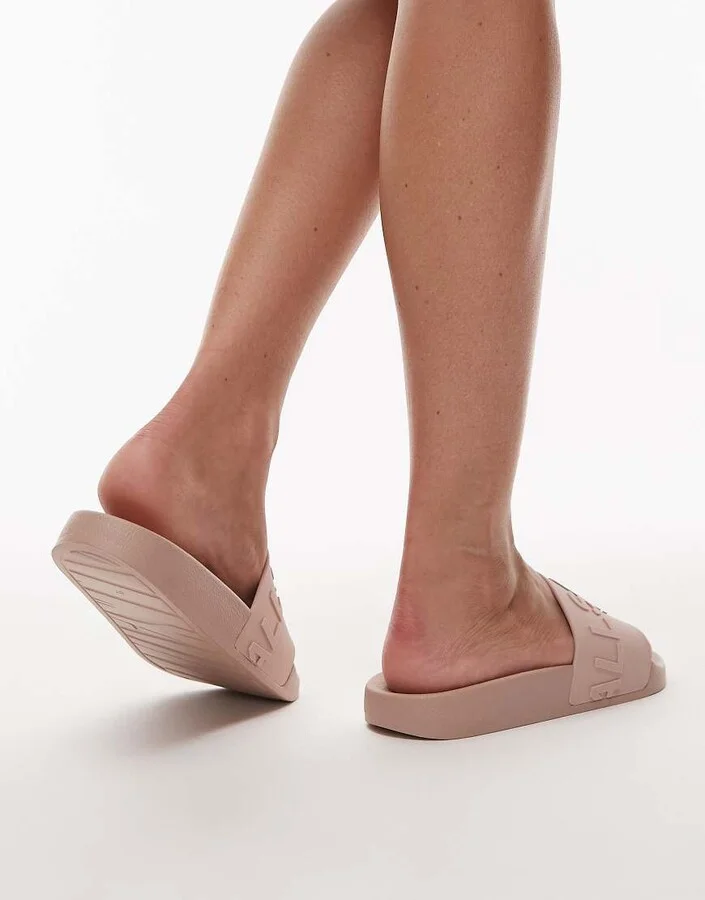 AllSaints Biggy rubber slides in rose pink - Image 4