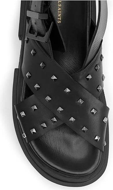 AllSaints Cosmo Stud Sandals Women's Shoes Black : 6 M, Leather - Image 2