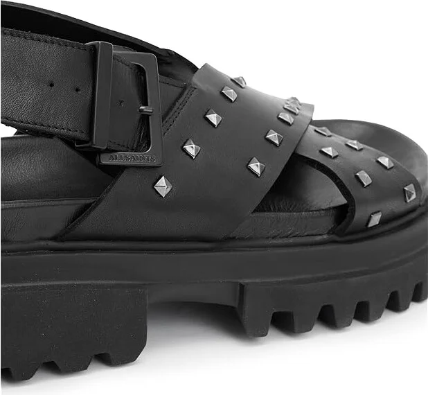 AllSaints Cosmo Stud Sandals Women's Shoes Black : 6 M, Leather - Image 5