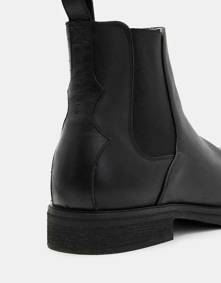 AllSaints creed leather boots in black - Image 3