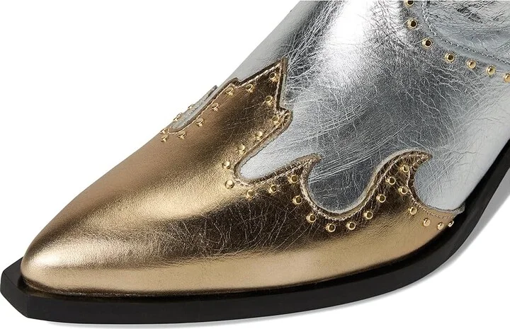 AllSaints Denver Stud Boots Women's Motocross Boots Silver/Gold : 10 M, Leather/Rubber - Image 2