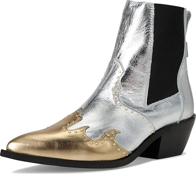 AllSaints Denver Stud Boots Women's Motocross Boots Silver/Gold : 10 M, Leather/Rubber - Image 5