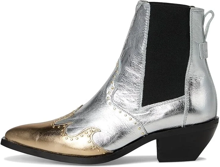 AllSaints Denver Stud Boots Women's Motocross Boots Silver/Gold : 10 M, Leather/Rubber - Image 6