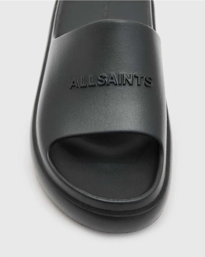 AllSaints Dune rubber slides in black - Image 3
