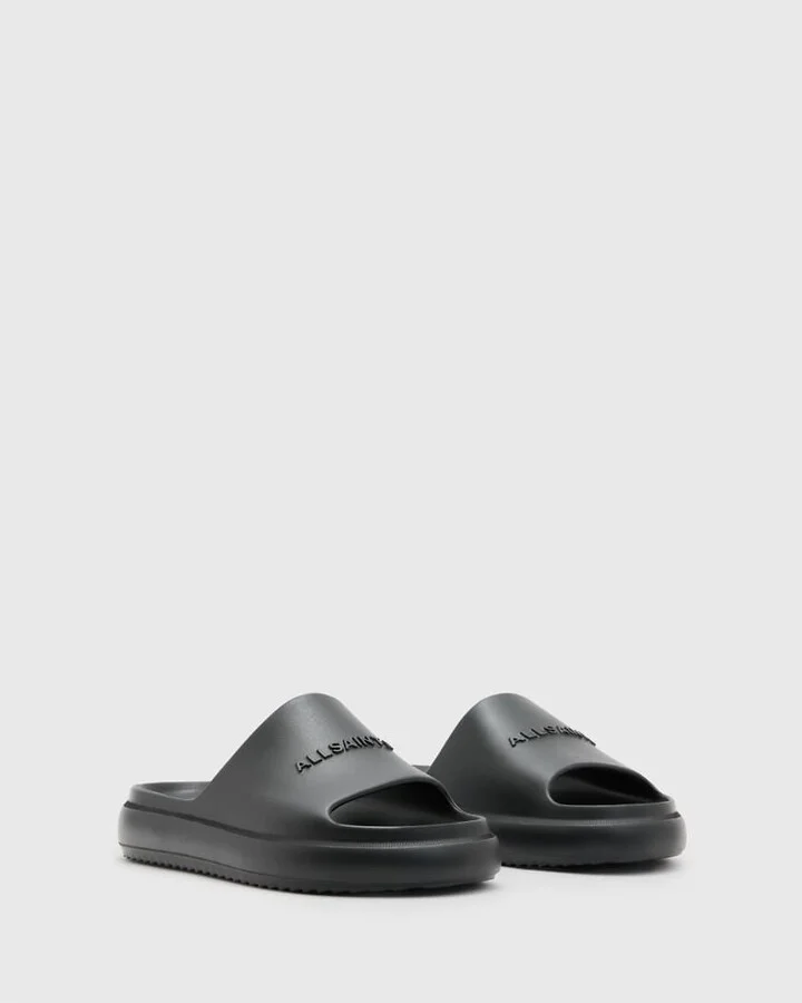 AllSaints Dune rubber slides in black - Image 4
