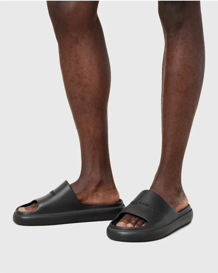 AllSaints Dune rubber slides in black