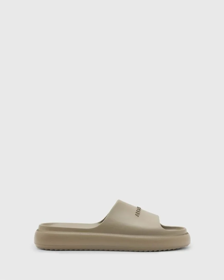 AllSaints Dune rubber slides in stone - Image 4
