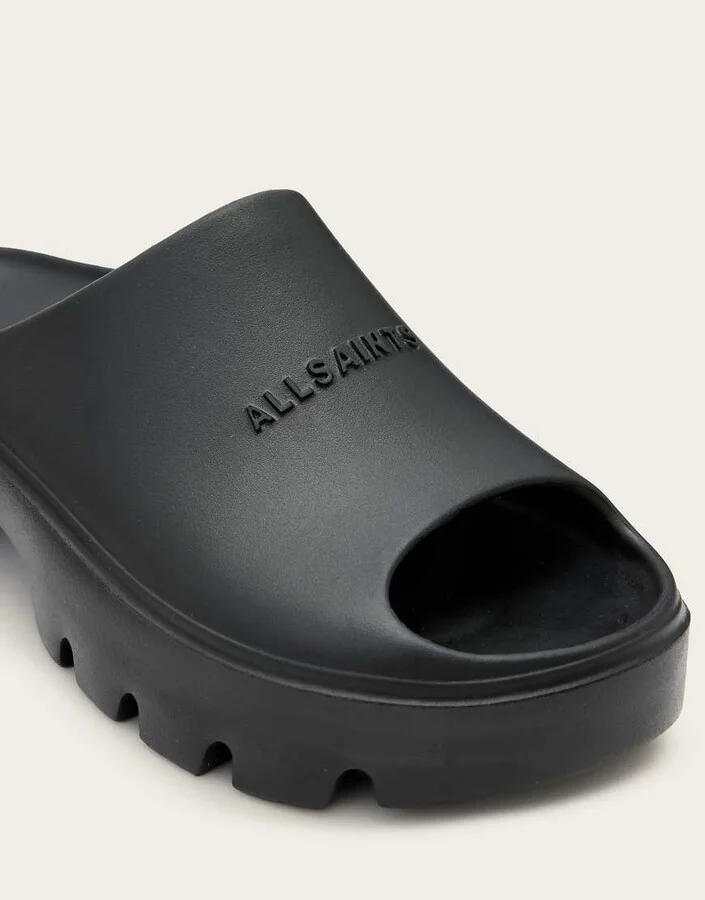 AllSaints Eclipse rubber platform sandals in black - Image 2