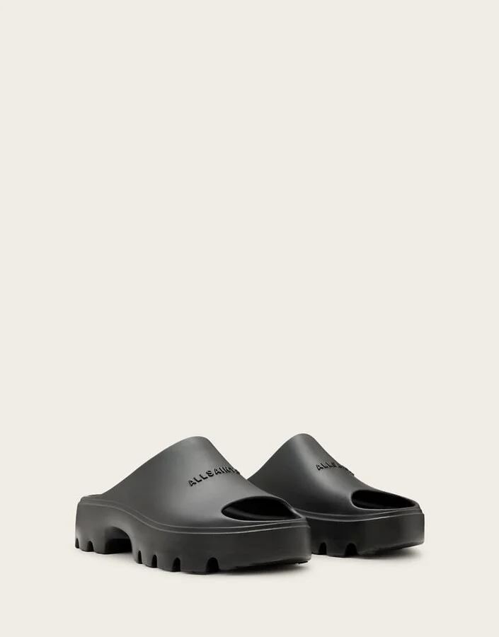 AllSaints Eclipse rubber platform sandals in black
