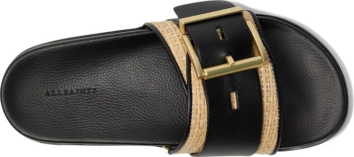 AllSaints Ellie Raffia Slider Women's Sandals Natural/Black : 10.5 M, Leather - Image 2