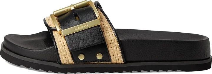 AllSaints Ellie Raffia Slider Women's Sandals Natural/Black : 10.5 M, Leather - Image 6